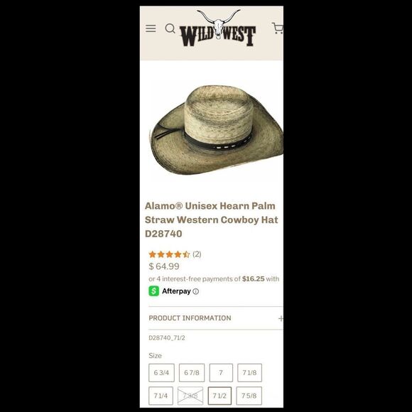 Alamo UNISEX Hearn Palm Straw Western Cowboy Hat